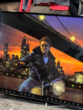 James Dean Brooklyn Nights Framed Wall Art - Orange & Black